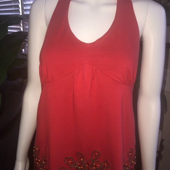 🔥LOFT Beaded Coral Halter Top Sz L (B-30) - Picture 6 of 8